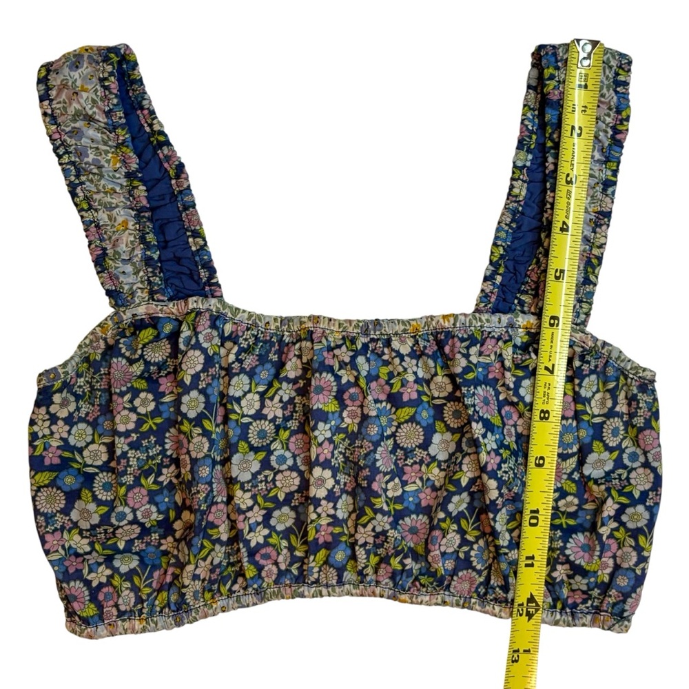 American Eagle Floral Crop Top Blue Cottagecore Small - Picture 10 of 12
